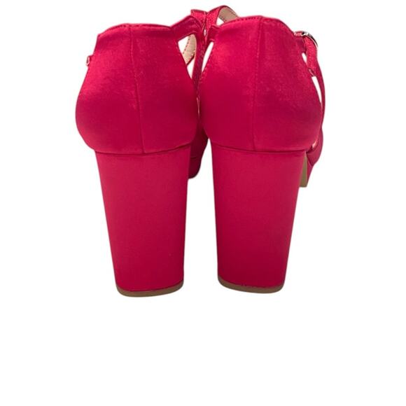 French Connection Women's Platform Peep Toe Pumps NEW Bright pink satin Size 11 - Picture 6 of 12